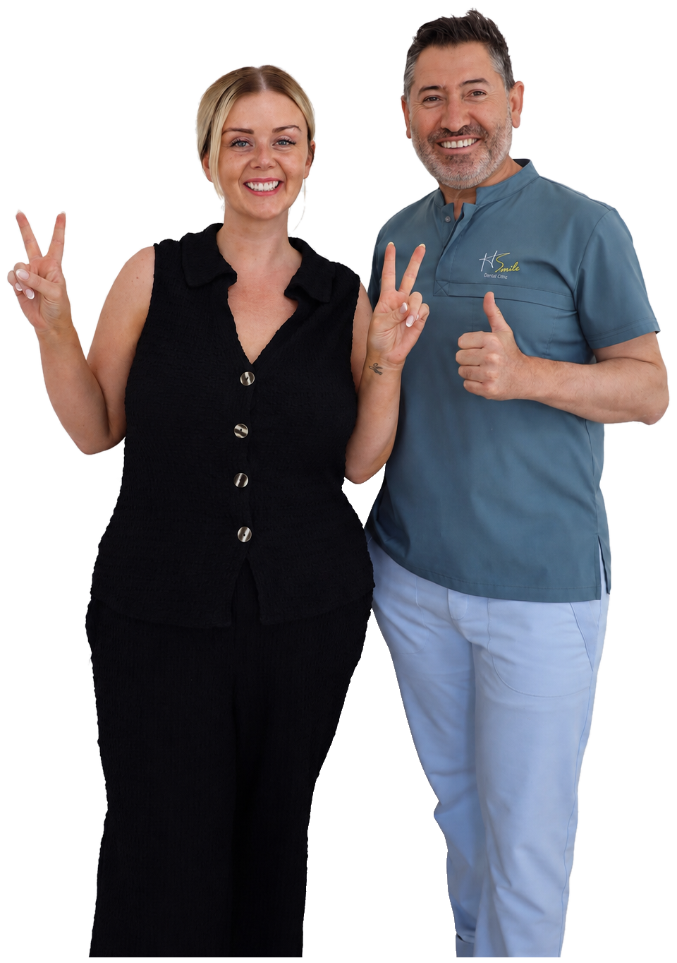 H.S. Dental patient with the clinic's head dentist